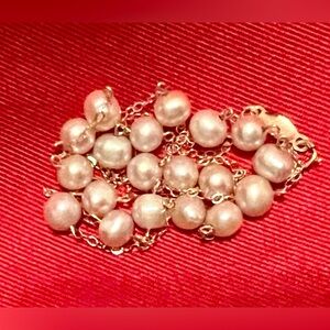 Peter Brams 14K Yellow Gold Pearl Station Necklace 17” ~6.24g Excellent